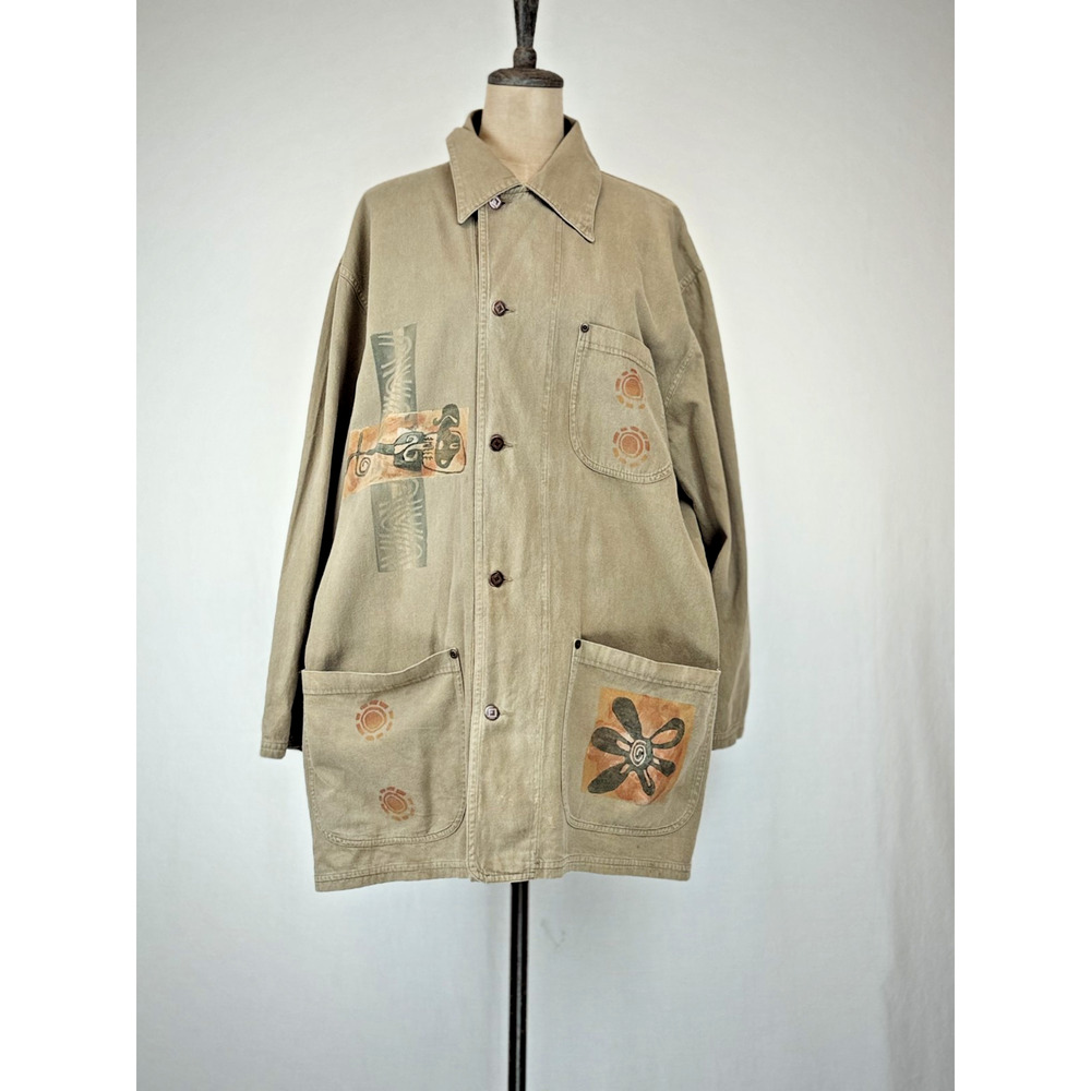 90's Vintage BLUE FISH Green Cotton Jacket MADE USA OS #0175